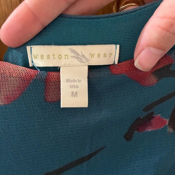 Weston Wear Teal and Floral Mini Dress - Picture 3 of 5